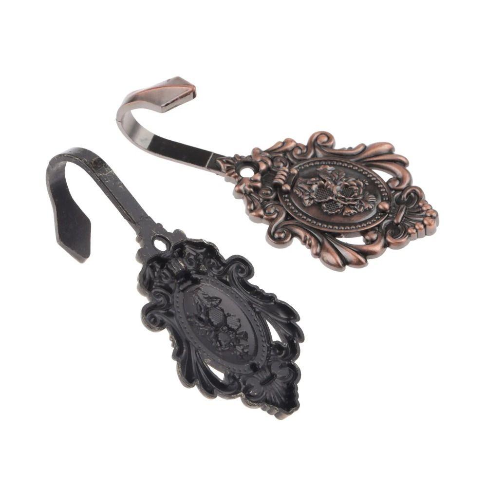 2Pcs Zinc Alloy Wall Hook European Classic Drapery Curtain Tieback Hooks Trendy Cloth-hat Hook