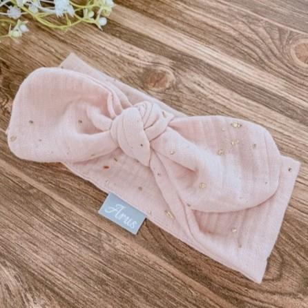 Muslin headband (peach dots)