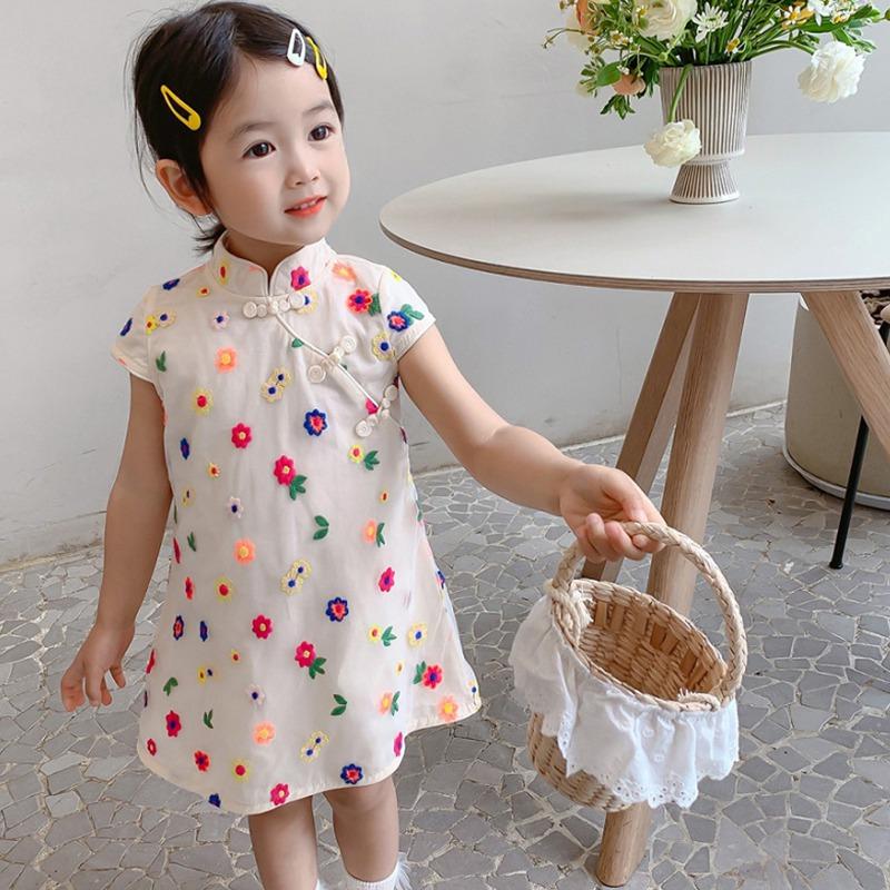 Летние юбки для девочек, темпераментные разноцветные сетчатые платья с цветочным рисунком для девочек