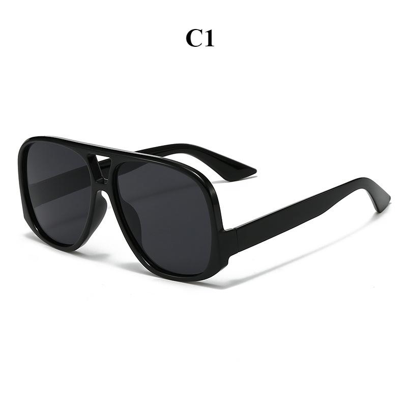 Ladies' Glasses, Retro Large-frame Double-beam Sunglasses.