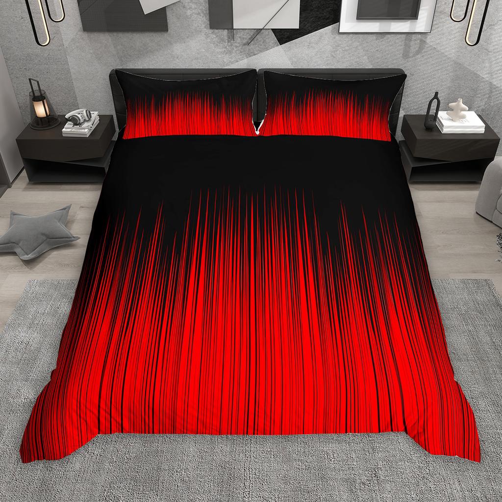 Comforter Homewish Gradient Lines 2Pcs/3Pcs Neon Red Gray Cyan Bedding Set Black Green Blue Pink Comforter Set