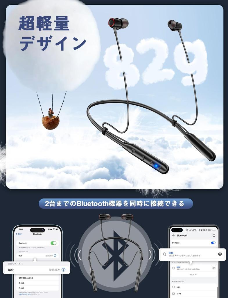 Новые 2025 Нашейные наушники с регулируемой длиной и Bluetooth 40 часов Bluetooth CVC Шумоподавление Быстрые Спортивные наушники с магнитным автоматическим регулированием громкости