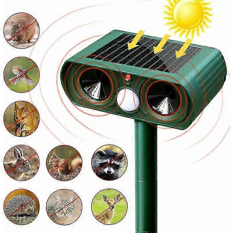 2025 Solar Ultrasonic Cat Repeller Outdoor Cat Repellent Adjustable Sensitivity and Frequency Ultrasonic Cat Repellent for Repelling Pests Garden Prot