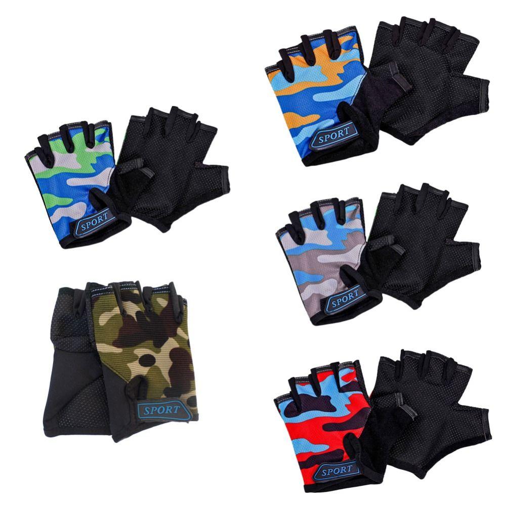 Elastic Cycling Non-slip Child Bicycle Gloves Camouflage Half Finger Mittens Children's Bike Gloves