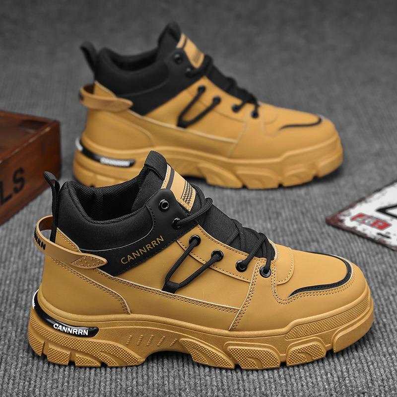 Men's Boots 2025 Autumn Men's Shoes New High Top Comfortable Anti Slip Outdoor Lace Up Platform Sports Shoes Botas Para Hombre