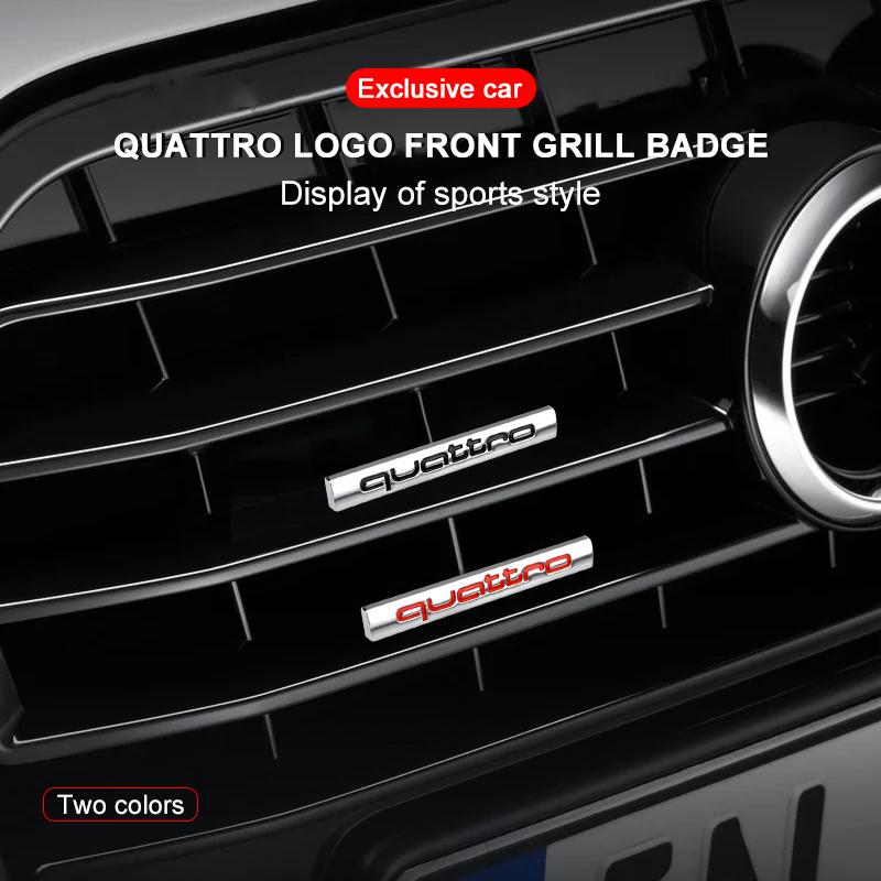 Значок на решетку радиатора автомобиля, наклейка для украшения кузова и багажника, эмблема QUATTRO для Audi Q2 3 Q5 Q7 Q8 A3 A4 A5 A6 A7 R8 B5 B6 TT