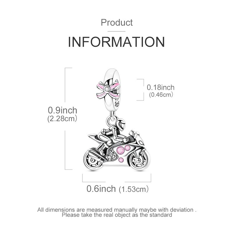 925 Sterling Silver Charms Bead Cool Motorcycle Girl Dangle Fit Original Bracelet DIY Women Jewelry Gift