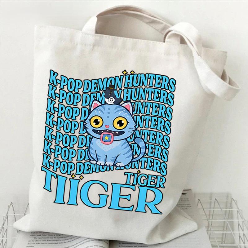 Холщовая сумка-тоут Demon Hunters Huntrix Girl K-Pop Наплечная сумка Saja Boys Zoey Rumi Mira Сумка для ежедневного шопинга, школы, поездок на работу