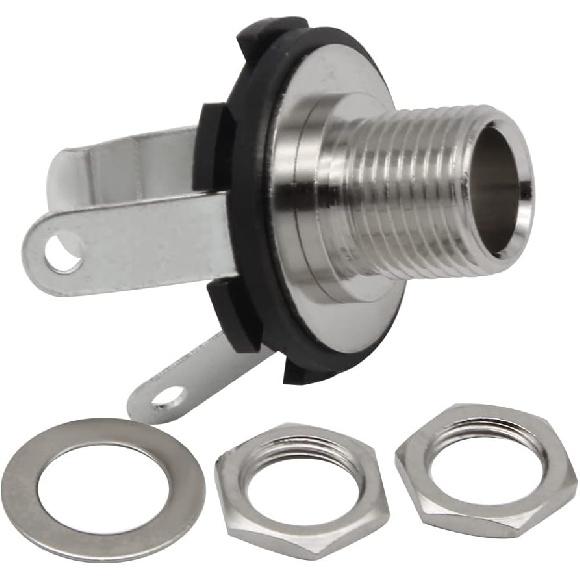 FLEOR Jack для электрогитары 6,35 мм 1/4" Моно Jack Медный Вход/Выход Разъем с Гайкой и Шайбой