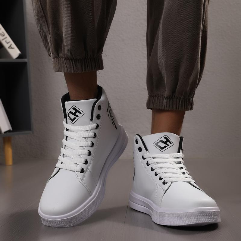Модная обувь хайтопы с принтом Мужские удобные белые кожаные кроссовки Мужские легкие мужские кеды для скейтборда Большой размер 48 zapatillas