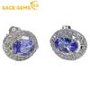 Серьги для женщин, стерлинговое серебро 925 пробы, 4*5 мм, серьги-гвоздики из натурального танзанита, помолвка, коктейльная вечеринка, изысканные ювелирные изделия