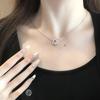 Full Of Diamonds Zircon Classic Mobius Ring Three Seconds Heart-Moving Necklace Women'S Light Luxury Niche High-End Sense Collarbone Chain