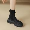 Thick Soled Short Boots for Women Elastic Knitted Slim Boots Height Increasing Martin Boots  Single Shoes  Thin Socks Boots