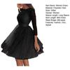 Glitter Starry Tulle Prom Dress for Women Long Sleeve Crew Neck Formal Evening Dress Mesh Cocktail Party Short Dress