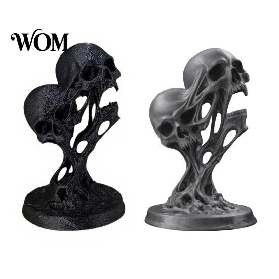 Fluid Skull Art Piece Integrated Molding Process Figure, 3D Printed Double Ornament, Abstract Statue Statue, Dark Style Decoration for Living