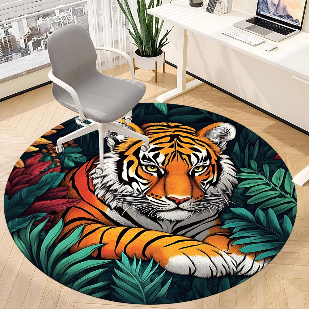 1pc Tiger Print Chair Carpet for Office, Soft Flannel Throw Mat, Perfect for Office,Holiday Party Decoration Choice yy251113070