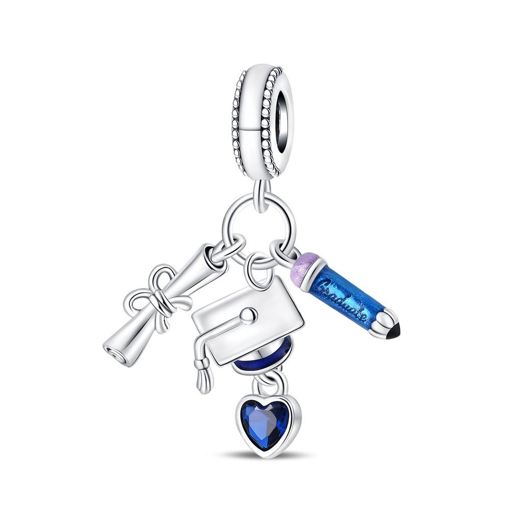 925 Silver Charms DIY Bracelet Beads Travel Camera Mailbox Heart Flower Graduation Gift for Women Fine Jewelry