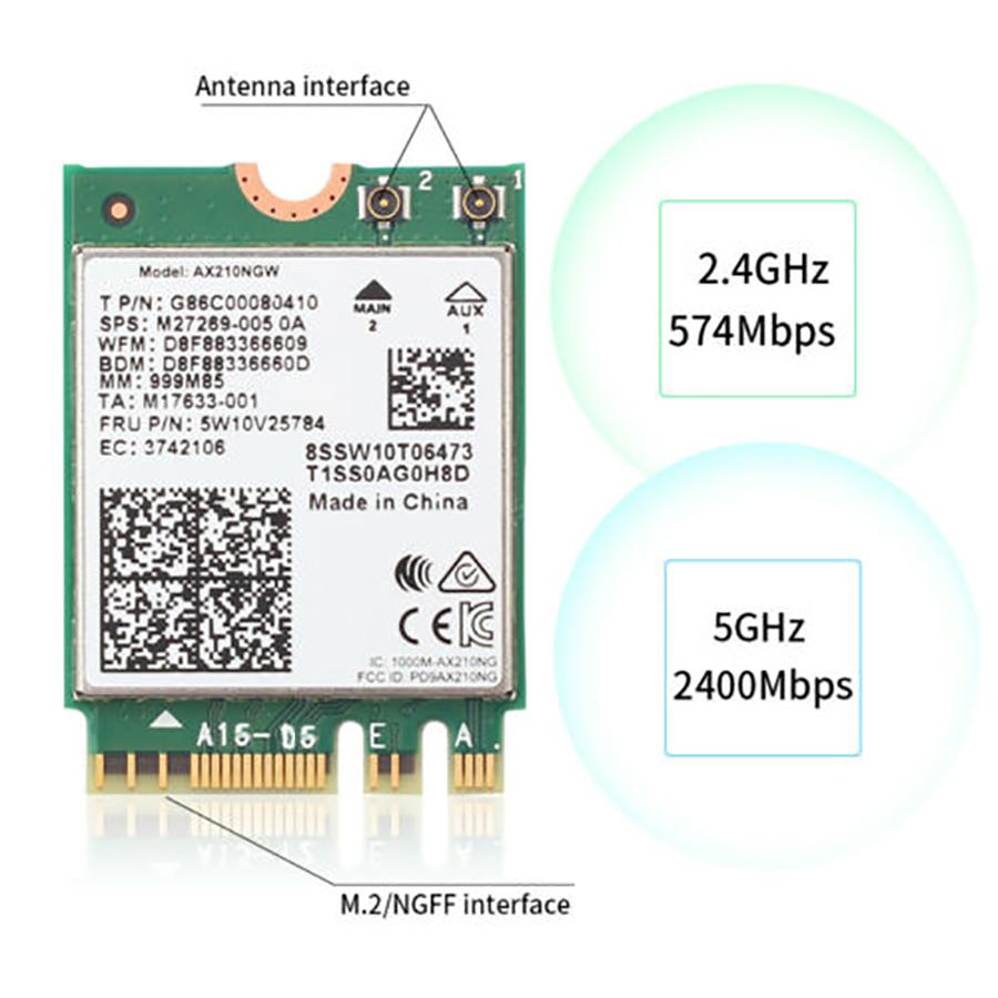 WiFi 6E M.2 For Intel AX210 3000Mbps Laptop Internal Networking Card Bluetooth 5.2 Adapter