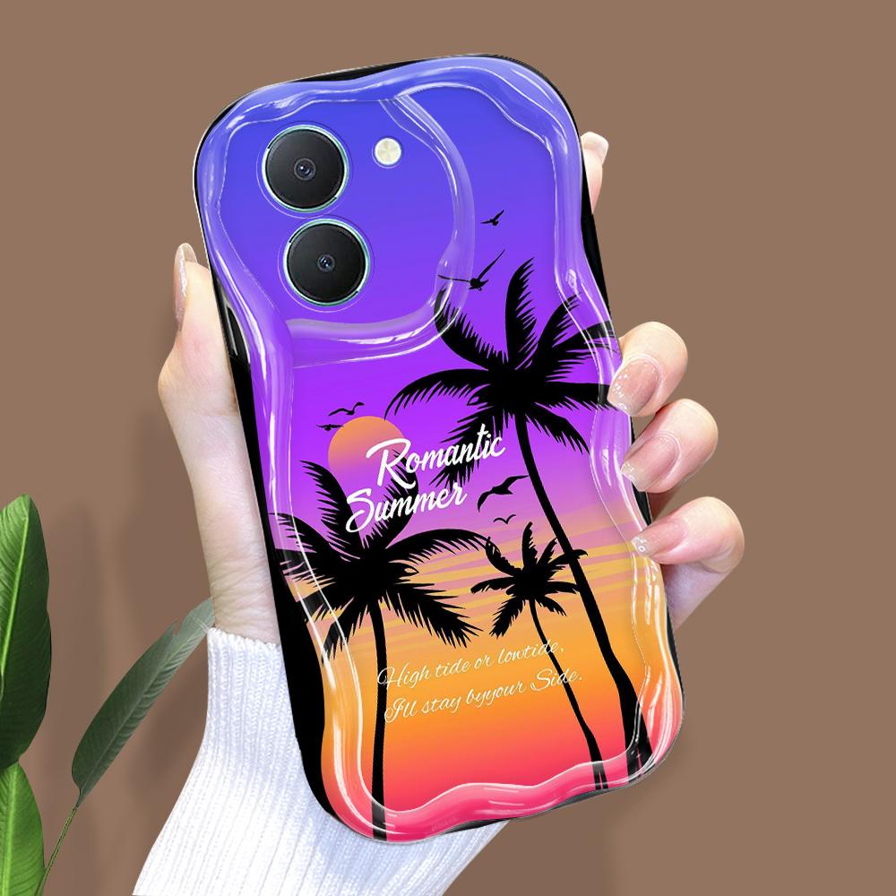 Милый мультяшный узор, кремовая текстура, мягкий силиконовый чехол с волнистыми краями, чехол для телефона для Vivo