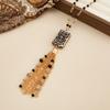 SHIXIN Vintage Metal Tassel Crystal Long Chain Necklace Women Bohemian Geometric Square Pendant Necklace Sweater Chain Jewelry