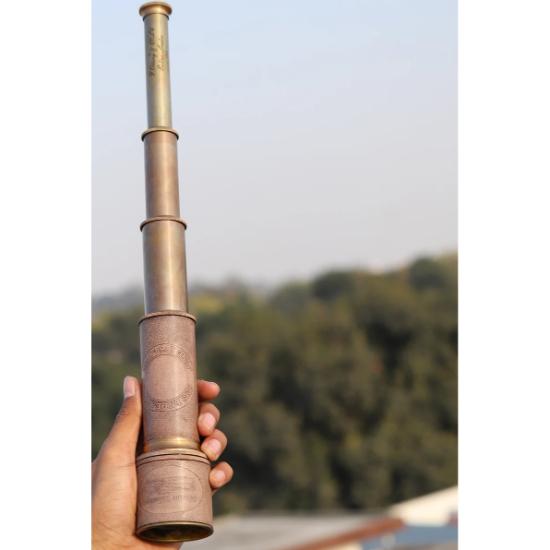 Leather and Brass Portable Telescope || Hand Crafted Beautiful Brass Decorative for Home/offlice