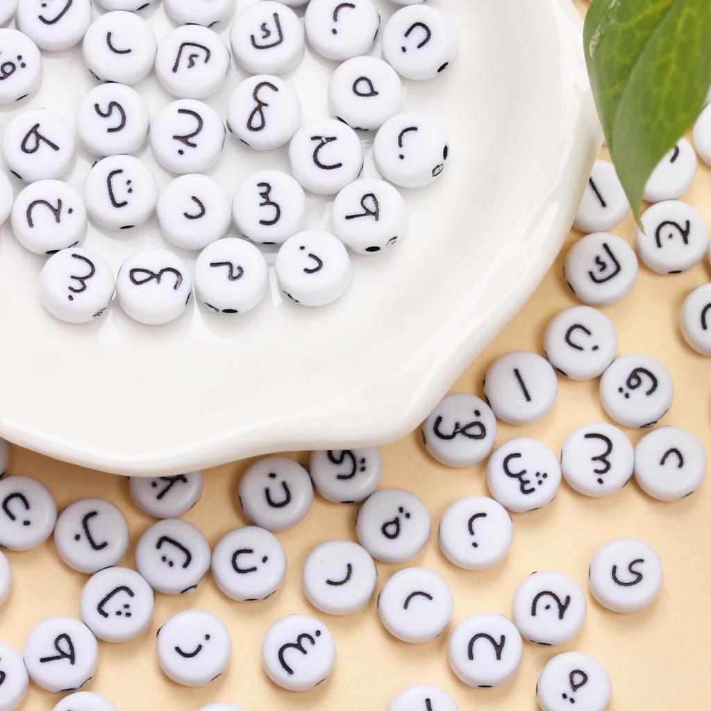 100 шт. 7 мм акриловые арабские бусины рассеянные космические бусины сплошные плоские круглые бусины для DIY браслета ожерелья ювелирные изделия производственные принадлежности