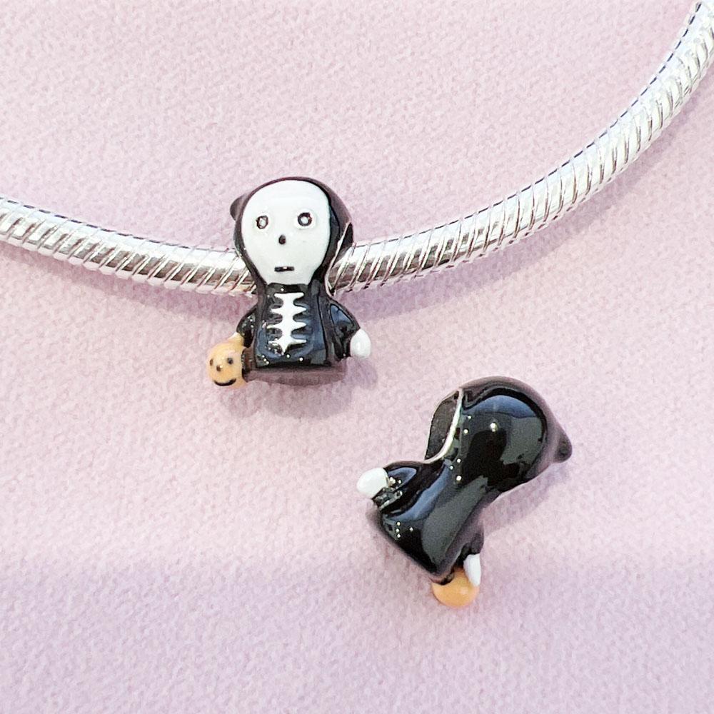 Хэллоуин Медный Тыква Призрак Шарм Шляпа Глаза Бабочка Бусина Подходит Женщинам Оригинальный Браслет Украшения Для Рождественского Подарка