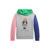 Polo Ralph Lauren Sweatshirt Ss24 Letter Bear Print Color Block Hoodie Casual Kids Sweatshirt Gray CWPOKNIY8021093-020