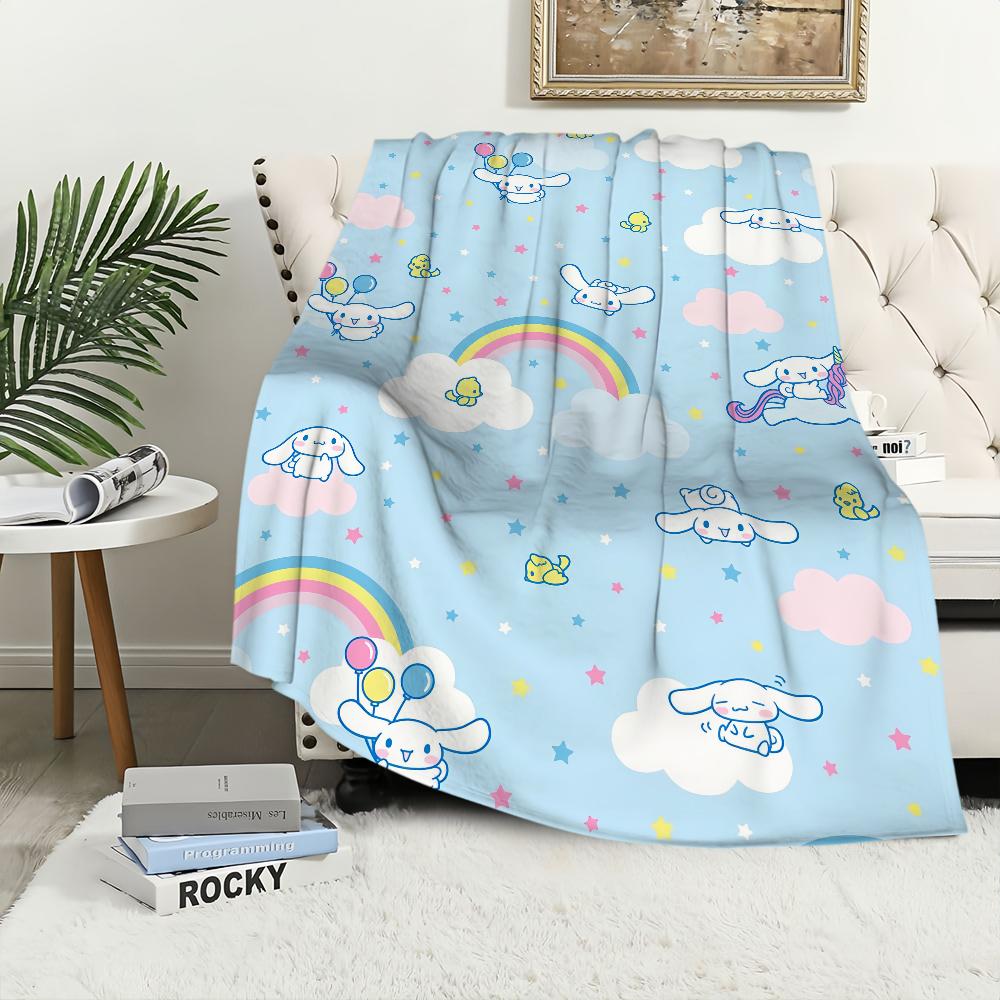 Cute C-Cinnamoroll cartoon Blanket For Soft Throw Blanket for Picnic Bed Sofa Home Bedroom Cozy Warm Comfortable