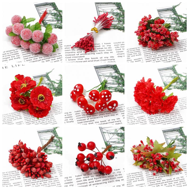 Красные искусственные цветы для DIY