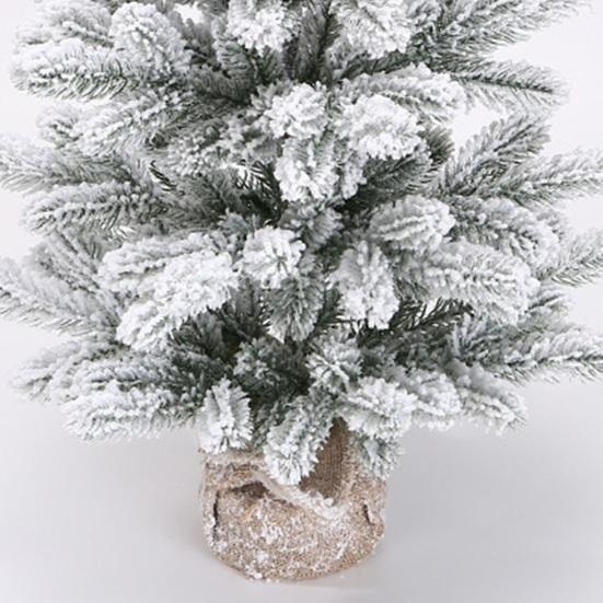 Искусственная мини-елка Маленькая рождественская сосна с мешковинной основой Настольная зеленая/заснеженная рождественская елка для настольного центрального элемента