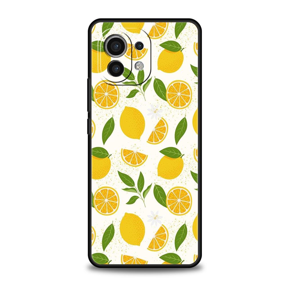Чехол для телефона для Xiaomi Mi 15 14 13 12 11 Lite 14T 13T 12T 11T Pro Poco X6 X5 X3 Pro F6 F5 F4 Фрукты лимон Черный чехол