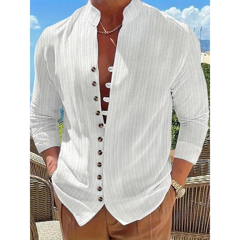 Весна Осень Мужская Ретро Повседневная Свободная Рубашка С Длинным Рукавом