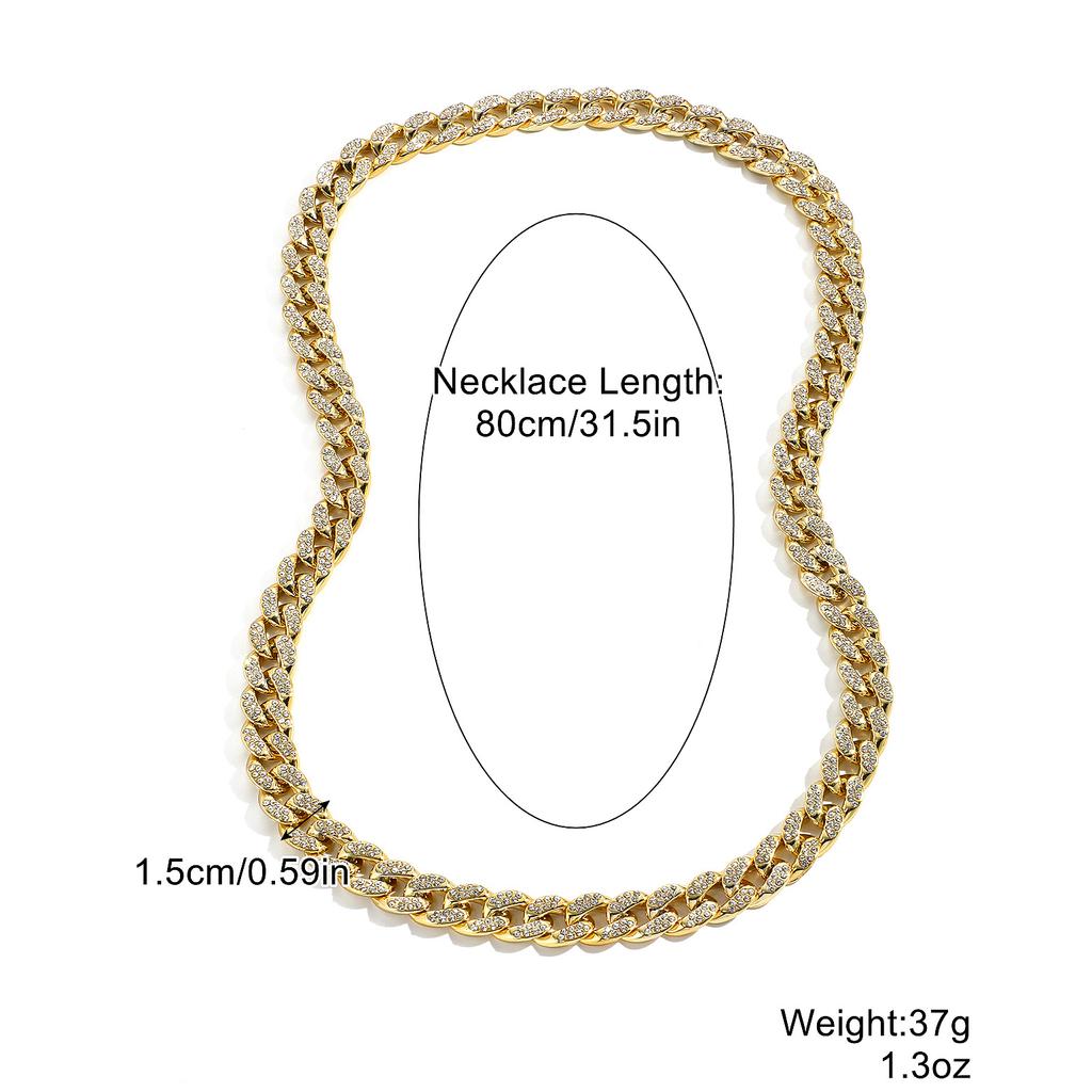 Ожерелье для женщин и мужчин Ожерелья Хип-хоп Аксессуары для хип-хопа Панк Бриллиантовое Ожерелье Мужское Акриловое Полное Бриллиантовое Кубинское Цепь Элегантное Ожерелье
