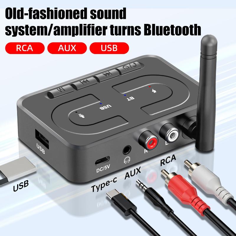 Новый Bluetooth 6.0 Аудио Приемник 3.5мм AUX RCA С Микрофоном HIFI Стерео Беспроводной Адаптер Поддержка USB Флешки Для Автомобильного Динамика Усилителя