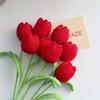 Handmade Crochet Tulip Bouquet Artificial Flower DIY Gift for Mother Teacher BirthdayGraduation Valentine Home Decor Accessories