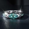Сертифицированное GRA кольцо с муассанитом 5*10 мм, 1 карат, сине-зеленое, VVS1, лабораторное кольцо с бриллиантом для женщин, обручальное кольцо с обещанием помолвки