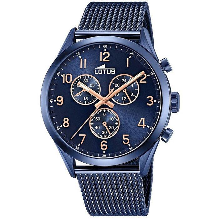 Men's Watch - Lotus - 18638/1 - Chrono AM.PM - Blue Steel - Water Resistant 50m - 43mm