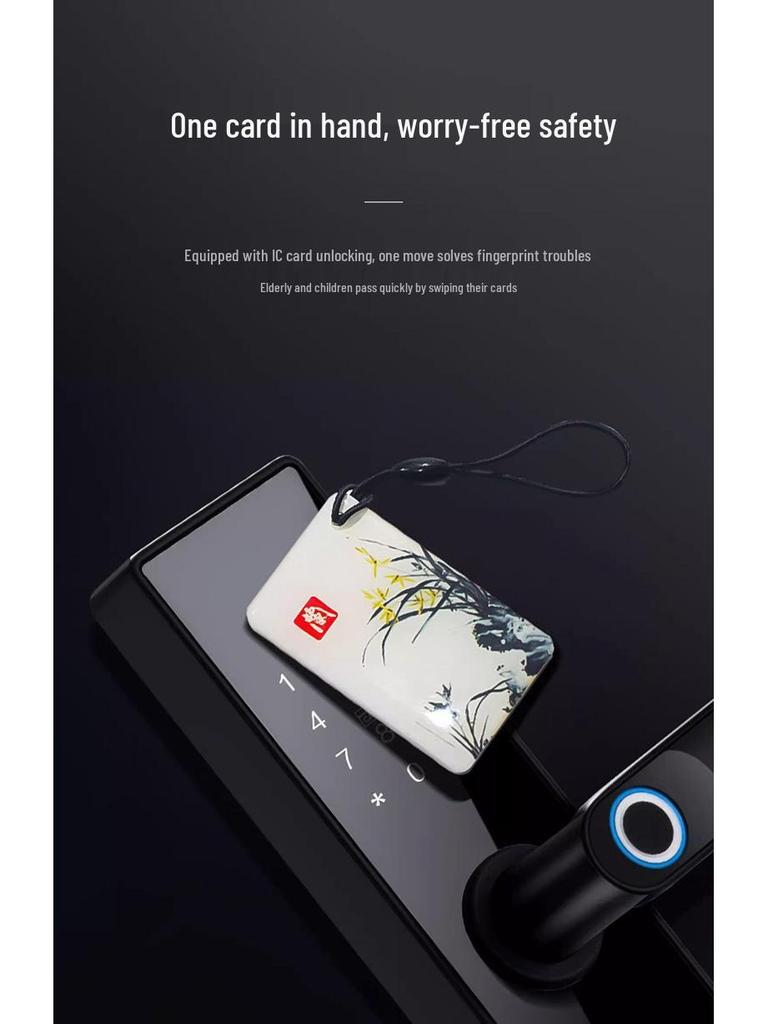 Многоязычный умный дверной замок с отпечатком пальца и дизайном граффити