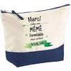 Trousse de maquillage - PLANETEE - Pochette fond bleu «Merci Mémé Inoubliable» - Grand format - Coton - Impression HD France