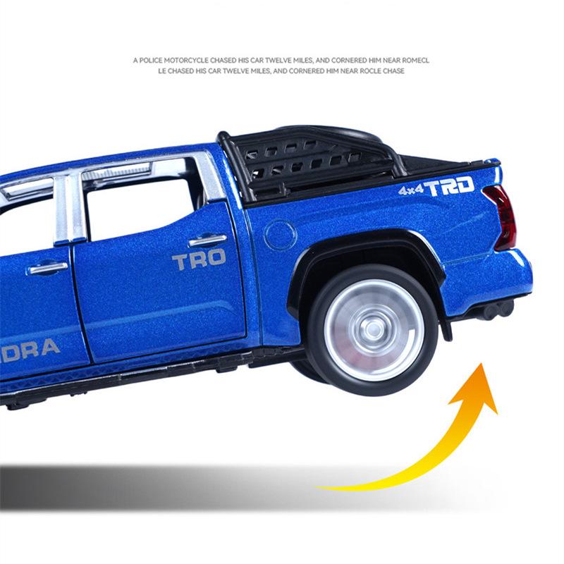 1/32 Toyota Tundra Alloy Pickup Модель автомобиля Литой металлический игрушечный внедорожник Модель автомобиля Высокая имитация Звук и свет Детские подарки