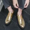 Мужские туфли на шнуровке Классические золотые лакированные туфли из кожи Повседневная обувь Мужские туфли на шнуровке для клуба Вечеринка мужские оксфорды Мокасины Балетки