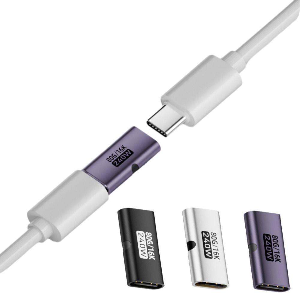 PD 3.1 240W USB C Female to Female Converter 80Gbps 16K 60HZ USB4 Type-C Extender High Speed Fast Charging Magnetic Adapter