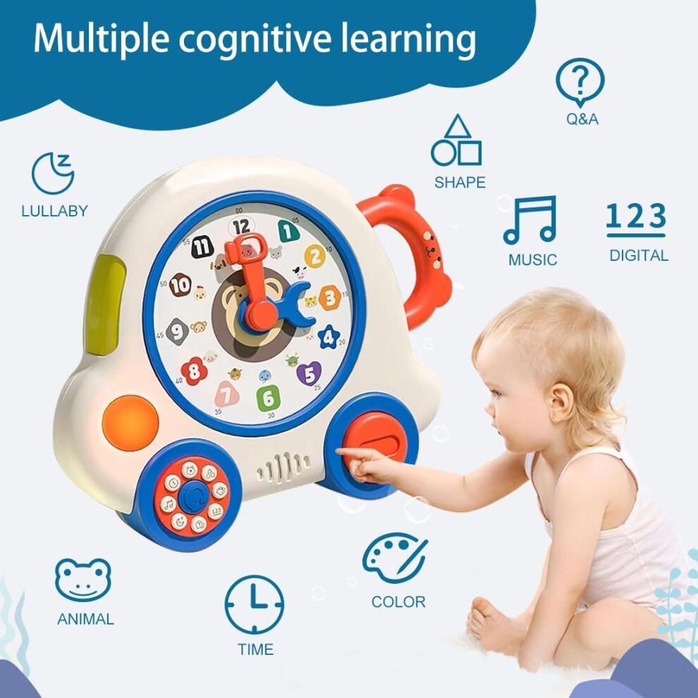 Kids Educational Telling Time Teaching Clock with Music Shape Number Color Animal and Q&A Mode,Baby Toy Gift for Ages 18 Months+