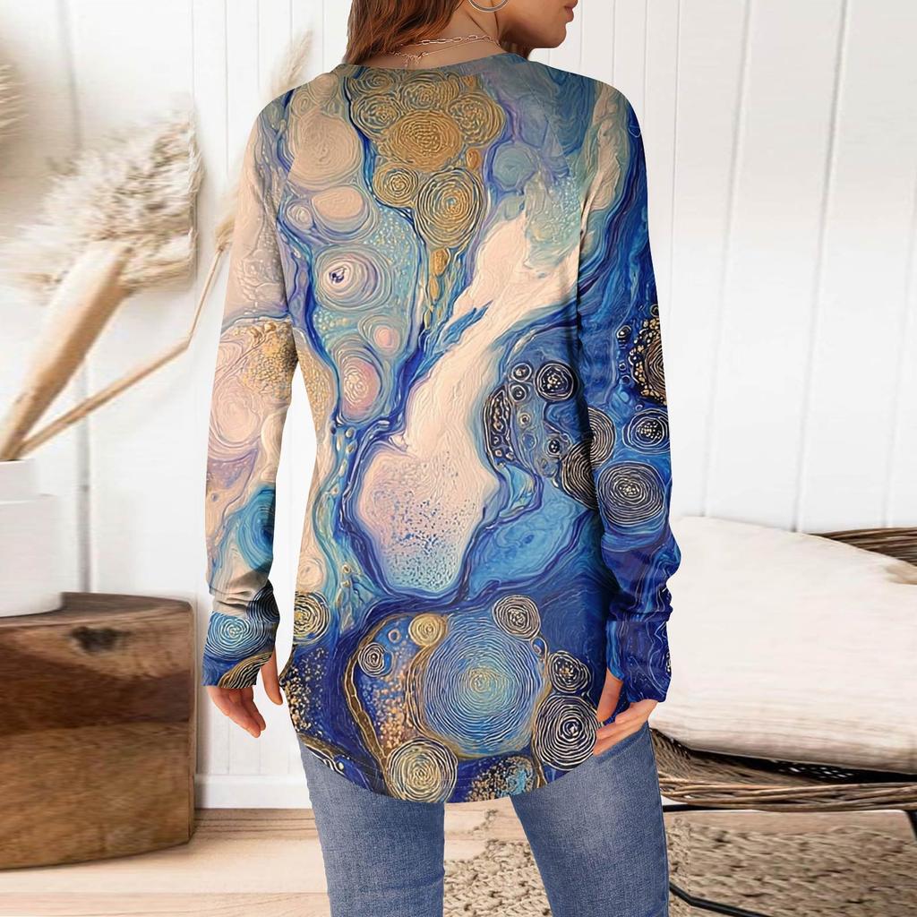 Womens Oversized Sweatshirt Graphic Sweater Long Sleeve Drop Shoulder Round Shirt Tops Vintage Clothes