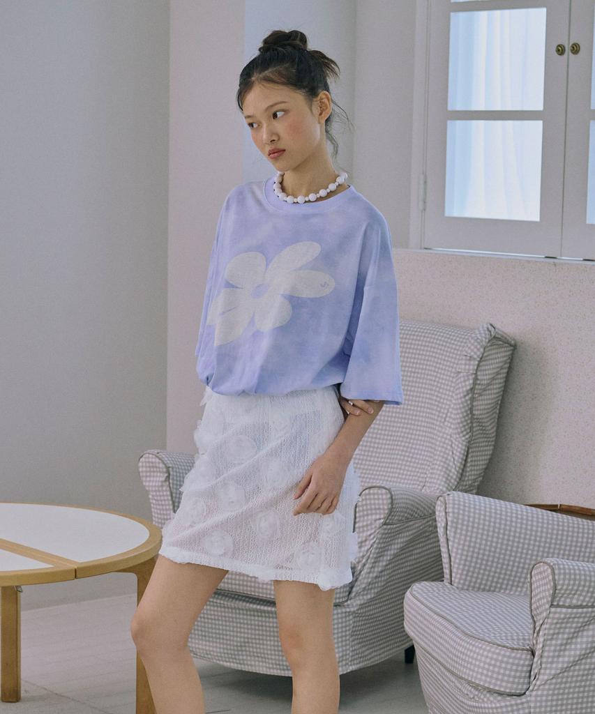 Jun Jun Space Flower Appliqué Mini Skirt_White