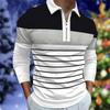 Spring Autumn Men Long Sleeve Tops Polo Shirt Zipper Polo Shirt Men Casual Polo Shirt Fashion Stripe Golf Polo Shirt