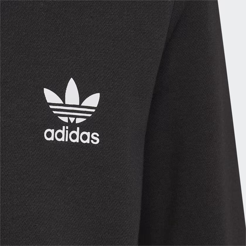adidas Свитшот с принтом логотипа Originals Trefoil, с молнией на половину высоты, с воротником-стойкой, для детей, черный HK0336