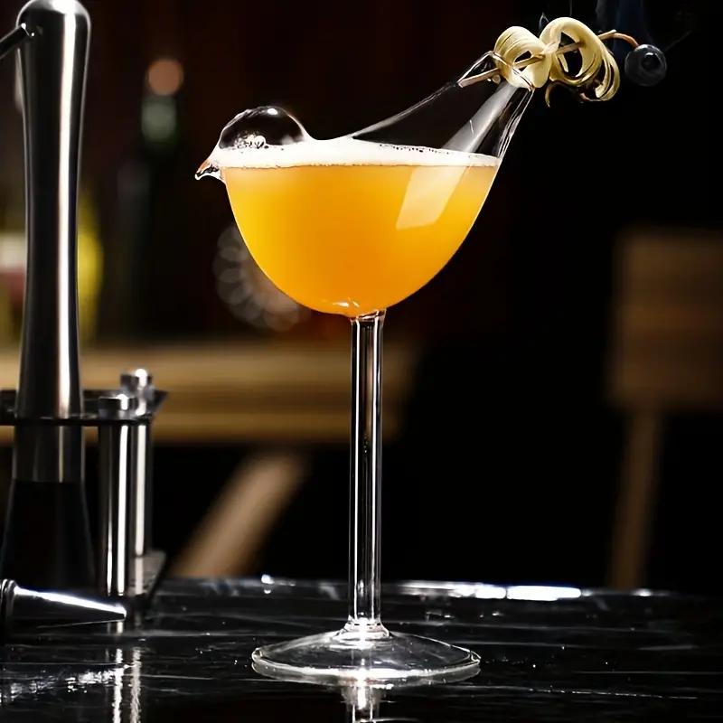 2pcs, 6.8oz Birdie Wine Glasses - Clear Glass Goblets for Bar, Pub, Club, Restaurant, Home Use - Creative Champagne Flutes for Summer Drinkware