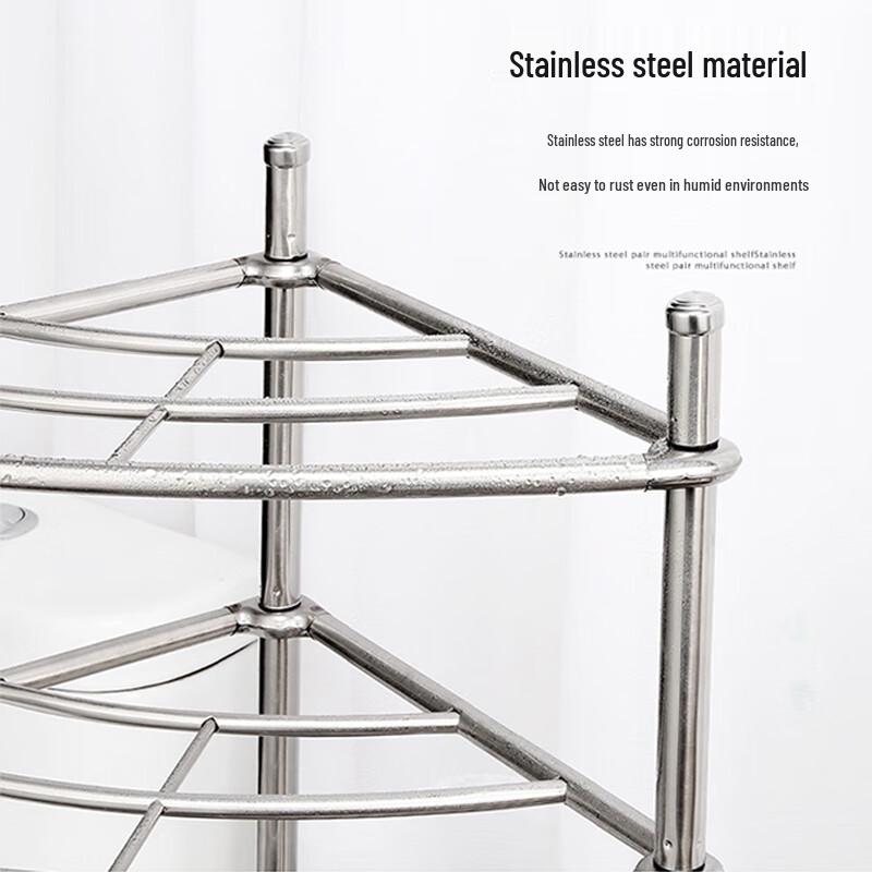Stainless Steel Floor-Standing Corner Storage Rack
